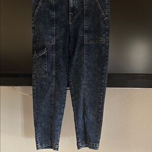 Time and Tru Women’s Dark Blue Washed Cargo Slim Jeans Size 8